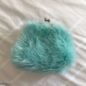 Forever 21 turquoise coin purse with faux fur